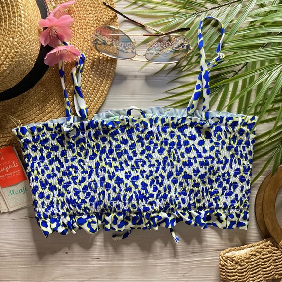 RARE Maaji 💙 4-Way Ruched Lace-Up Bandeau Top 👙💛🏖 - Picture 4 of 11